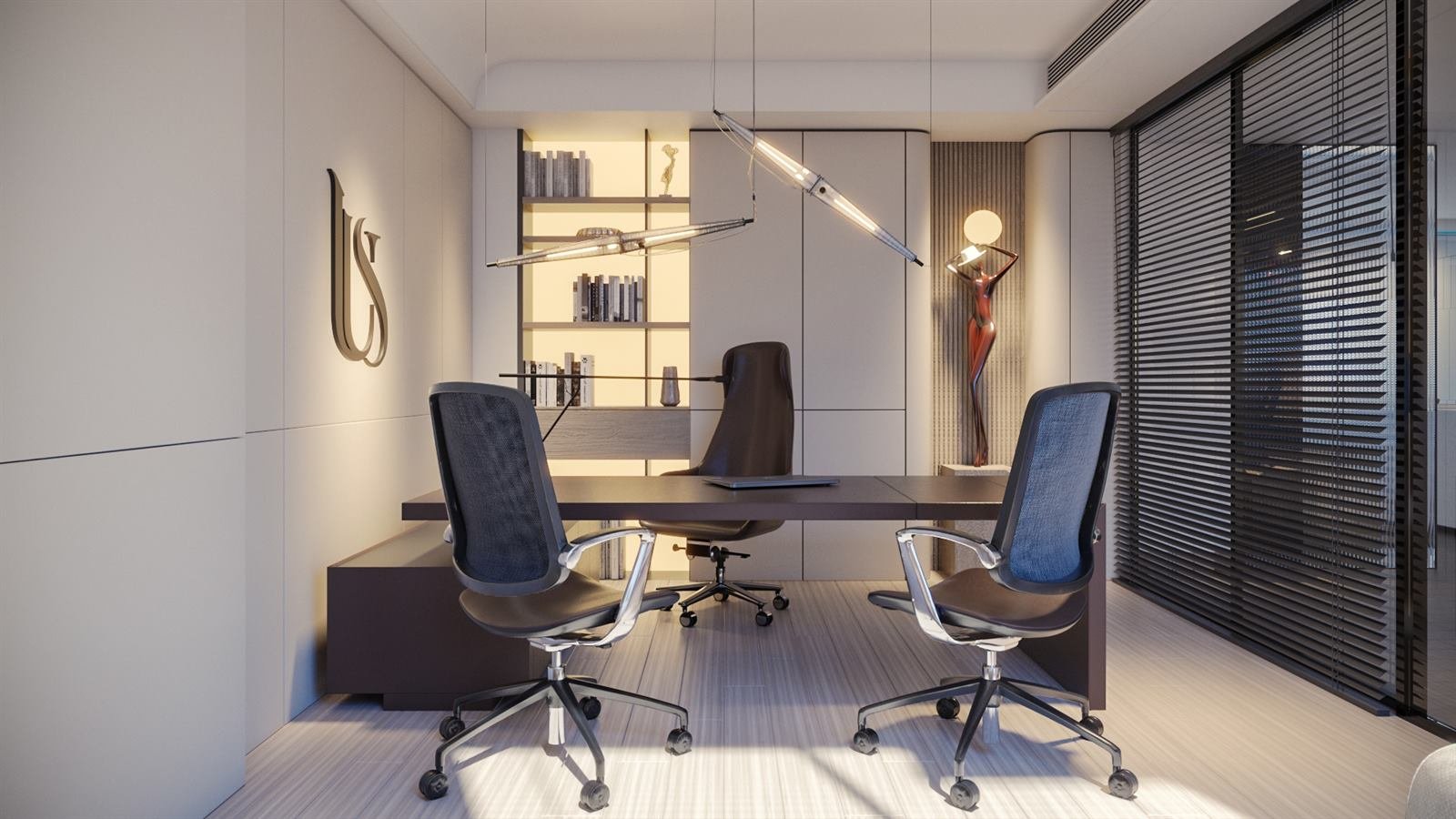 Principal cabin with executive desk and visitor seating