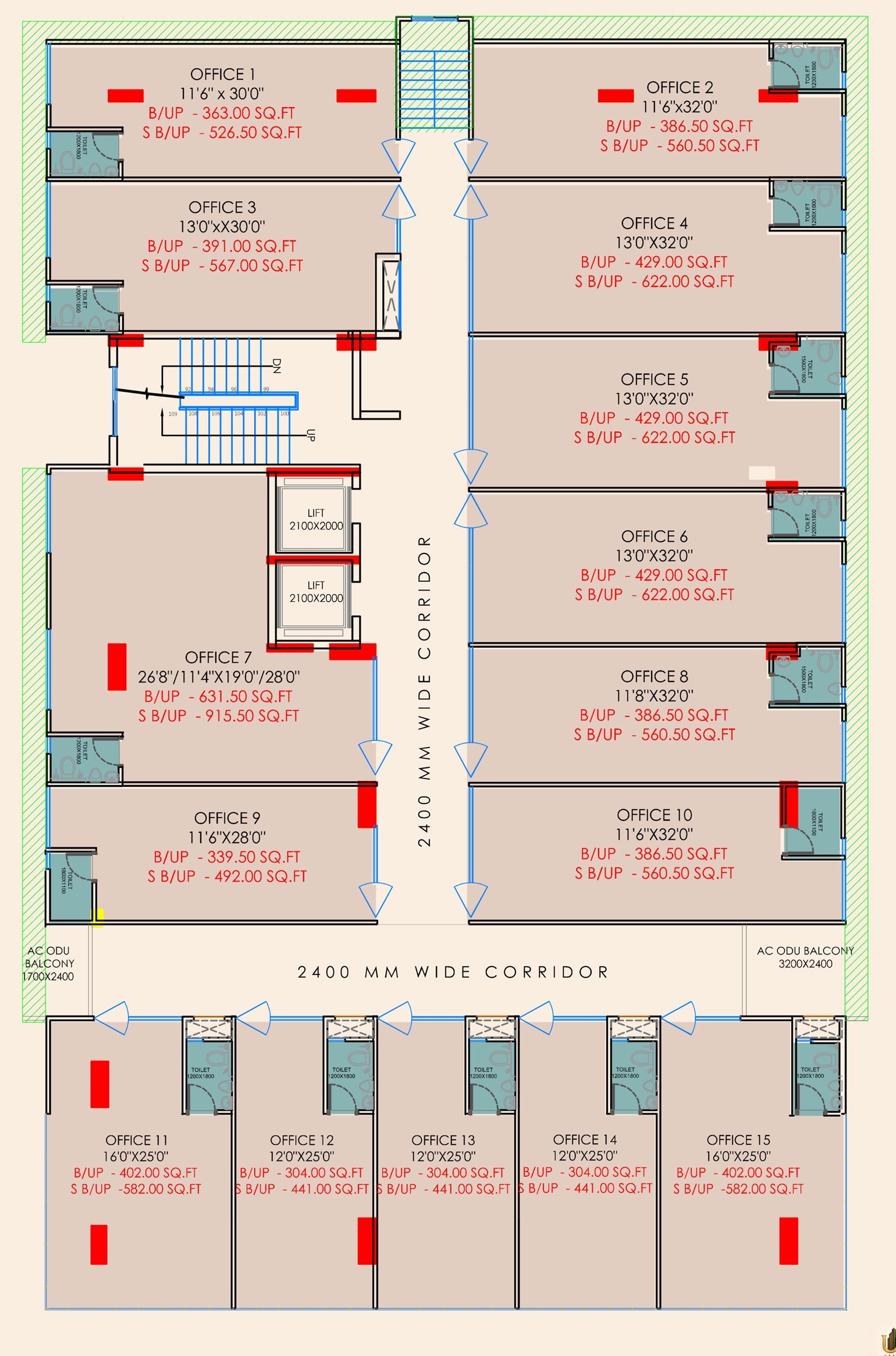 Typical office floor plan
